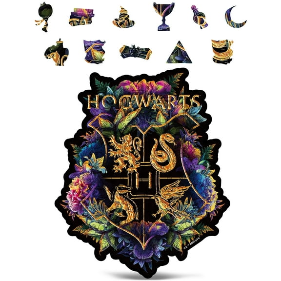 CRAFTHUB Harry Potter Puzzle - Hogwarts Crest - Fine Oddities Wooden Jigsaw Puzzle for Adults and Kids - Harry Potter Gifts - A3, 141 Pieces