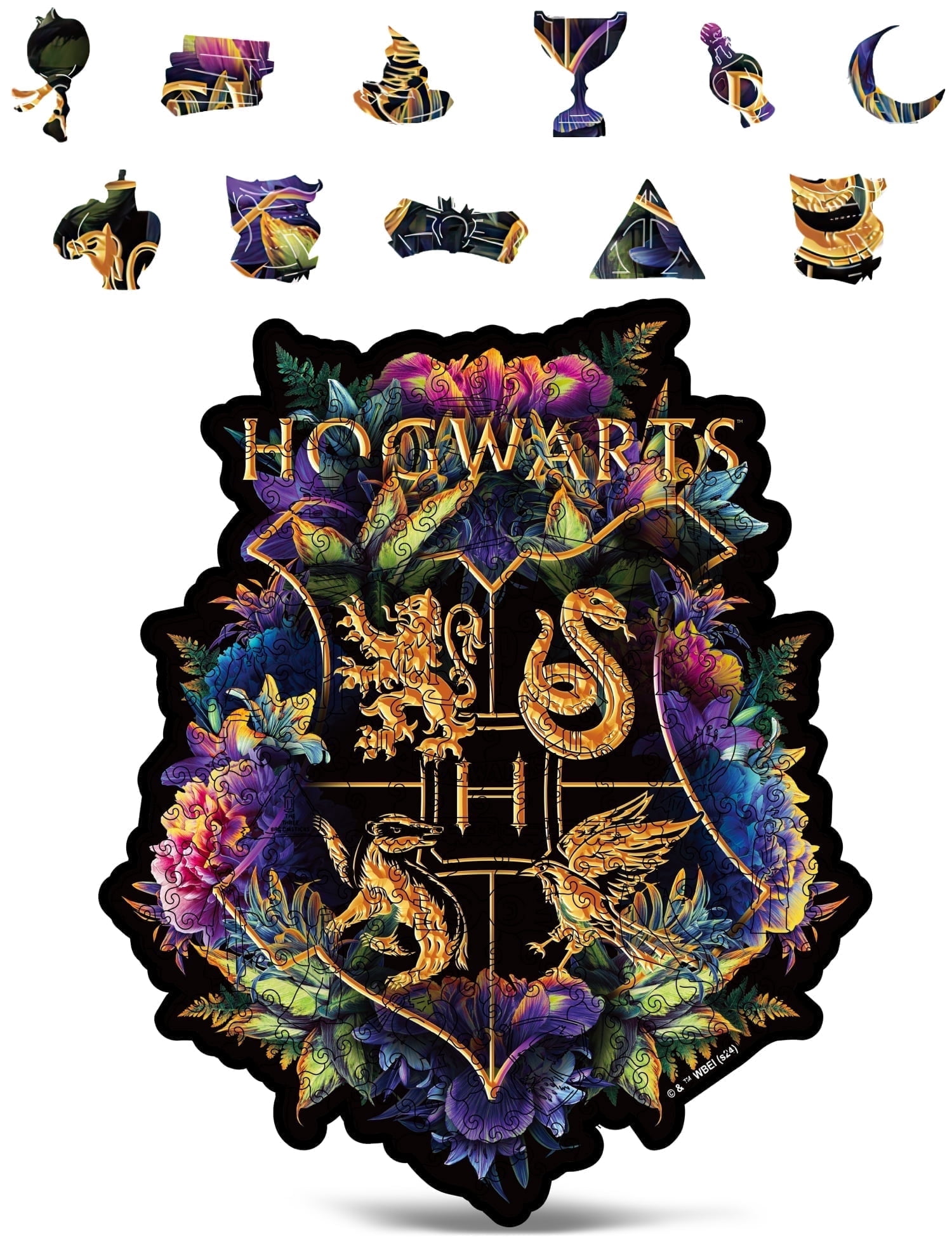 CRAFTHUB Harry Potter Puzzle - Hogwarts Crest - Fine Oddities Wooden Jigsaw Puzzle for Adults and Kids - Harry Potter Gifts - A4, 123 Pieces