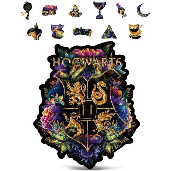 CRAFTHUB Harry Potter Puzzle - Hogwarts Crest - Fine Oddities Wooden Jigsaw Puzzle for Adults and Kids - Harry Potter Gifts - A4, 123 Pieces