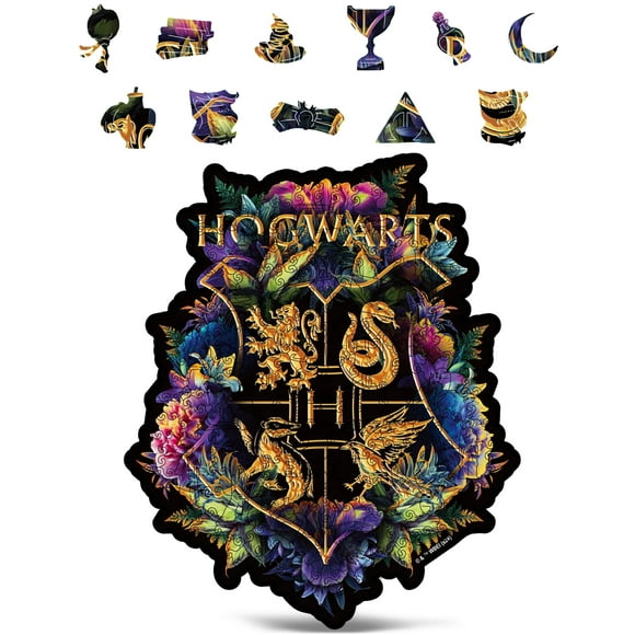 CRAFTHUB Harry Potter Puzzle - Hogwarts Crest - Fine Oddities Wooden Jigsaw Puzzle for Adults and Kids - Harry Potter Gifts - A4, 123 Pieces