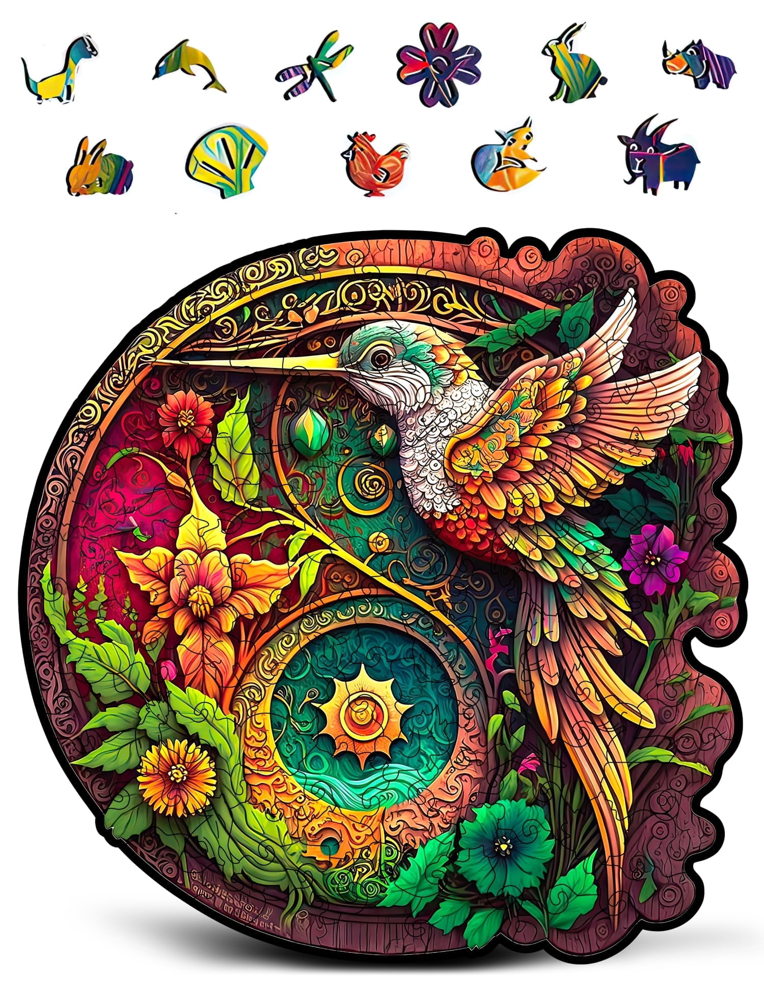 CRAFTHUB Hummingbird Wooden Puzzle for Adults - Wooden Jigsaw Puzzle for Ages 13+, Size: 10.8"x10.9"