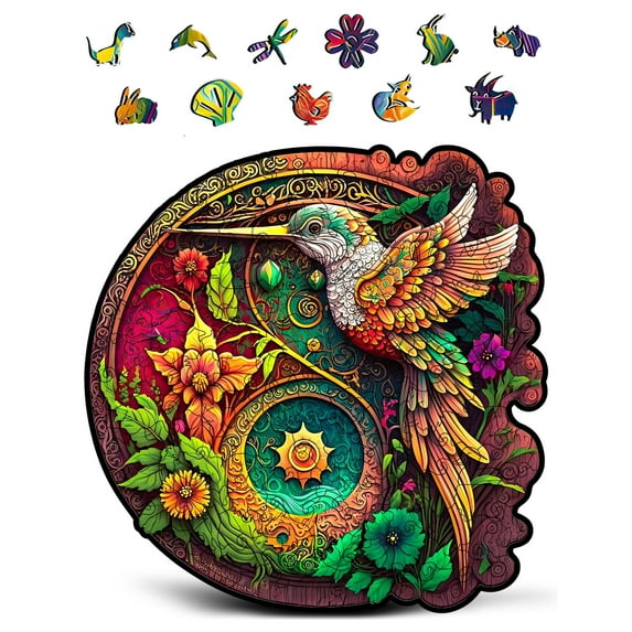 CRAFTHUB Hummingbird Wooden Puzzle for Adults - Wooden Jigsaw Puzzle for Ages 13+, Size: 10.8"x10.9"