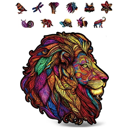 CRAFTHUB Lion Wooden Puzzle for Adults - Wooden Jigsaw Puzzle for Ages 13+, Size: 9.8"x10.4"