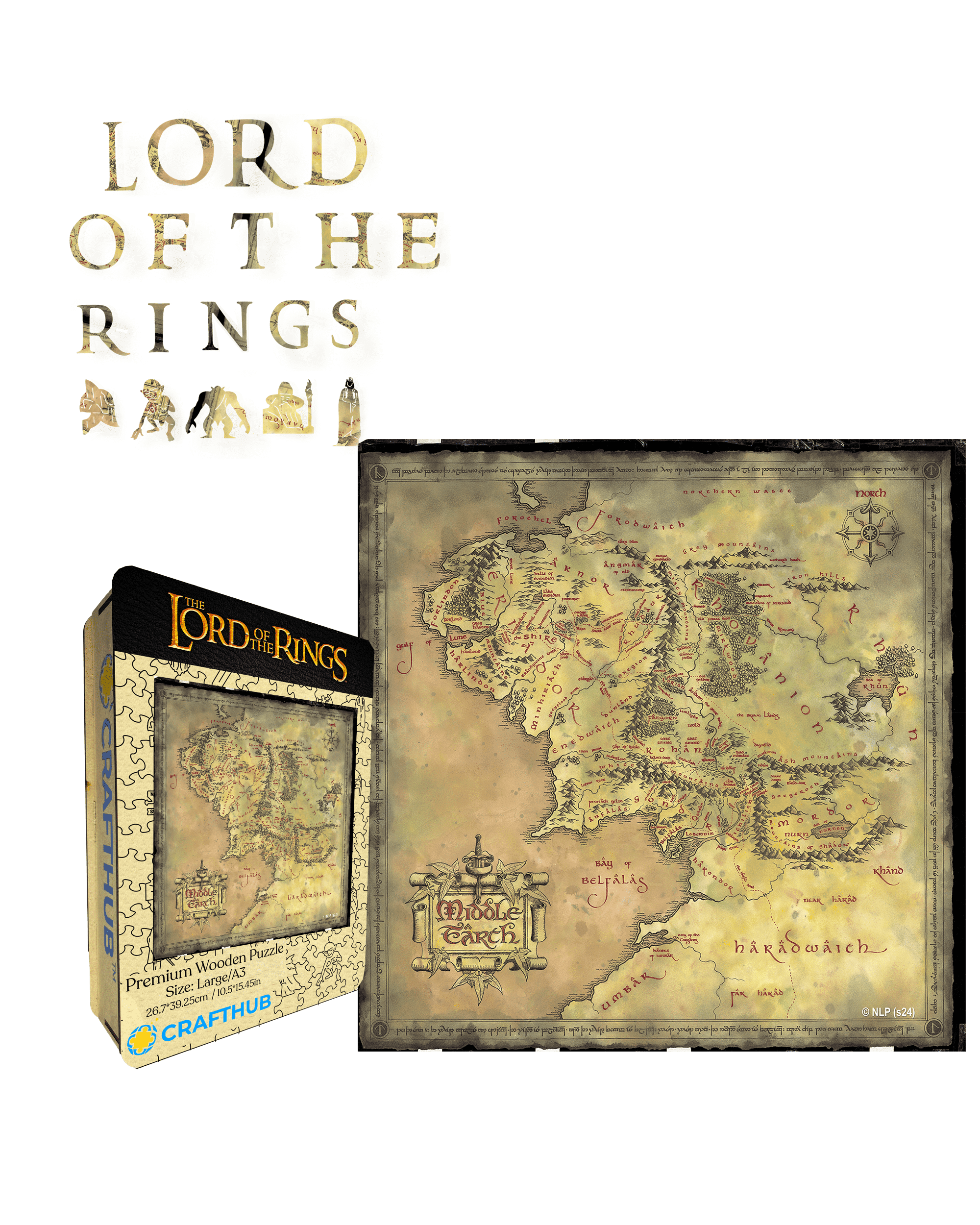 CRAFTHUB Lord of the Rings Puzzles - A3 Map of Middle Earth Puzzle