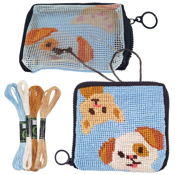 CRAFTILOO Needlepoint Kit for Kids Cat & Dog Wallet, Ages 6-12