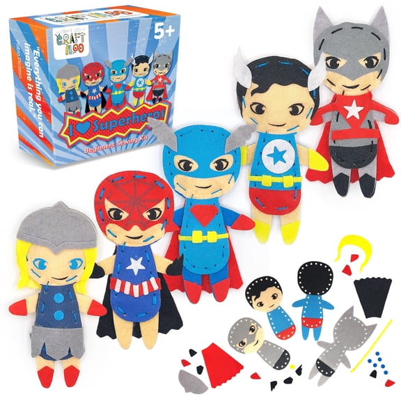 CRAFTILOO Superhero Sewing Kit for Kids Ages 5-12