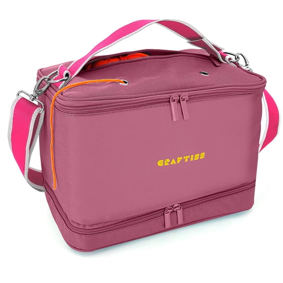 CRAFTISS Crochet Bag Yarn Storage - Perfect Gift - Durable Canvas Yarn Bag for Crochet Accessories - Organizer with Built-in Knitting Accessories Case