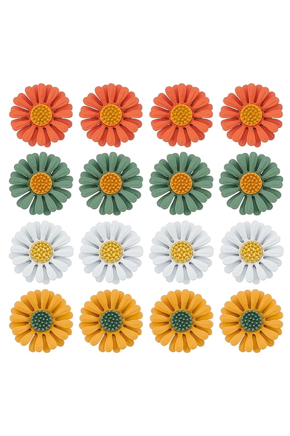 CRAFTMELODY 16Pcs Enamel Daisy Flower Lapel Pin Mixed Color Flower Brooch Pins Yellow Orange Green Brooch Dress Suit Costume Accessories Dainty