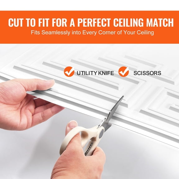 CRAFTOPIA 24 x 24 in 12Pack Premium PVC Drop & GlueUp Ceiling Tiles, Easy Installation Cutting, White Echo Pattern Ceiling Covering for Home Office Decoration