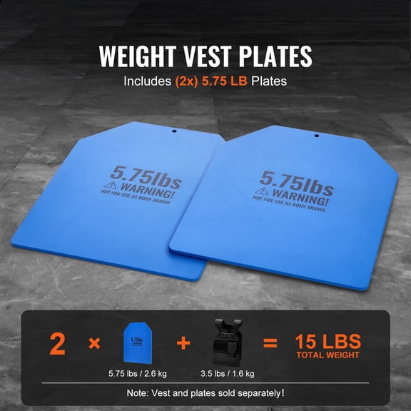 CRAFTOPIA 5.75 LB Pair Contoured Steel Weight Vest Plates, Ergonomic Extra Weight Plates for Weight Vests for Strength Training, Running & Heavy Fitness