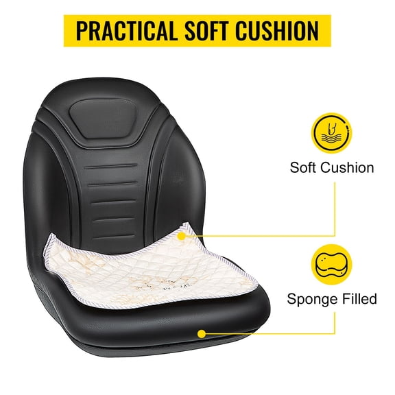 CRAFTOPIA Universal Compact High Back Lawn Tractor Mower Replacement Seat, Black Vinyl Skid Steer Seat with Central Drain Hole, 8"x11.5" & 11.25"x11.5" Mount Patterns