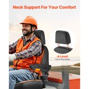CRAFTOPIA Universal Ergonomic Tractor Forklift Seat, Adjustable Backrest, Armrest, Headrest, Safety Belt & Micro Switch, Lawnmower Seat for Skid Loader Bulldozer