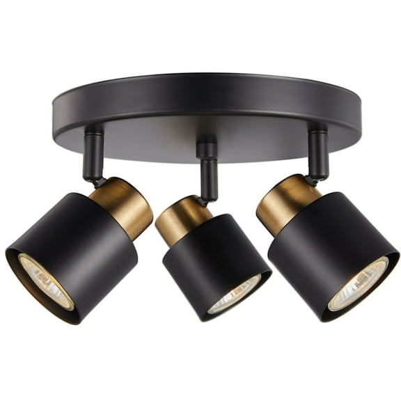 CRAFTRONOS 3 Light Track Light Fixture Black Brass Ceiling Canopy CR62154MB