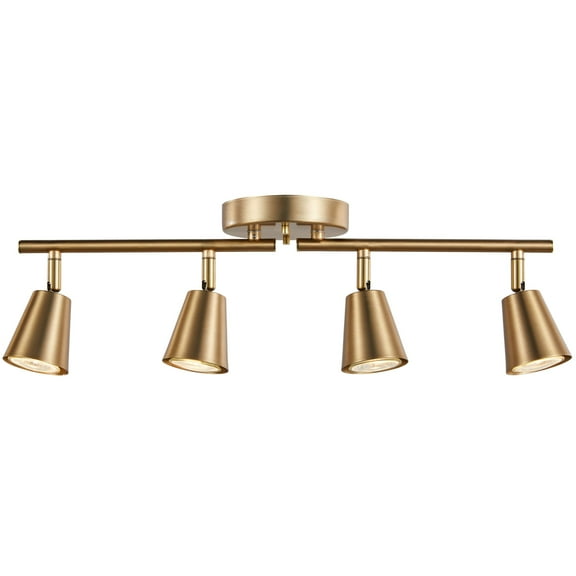 CRAFTRONOS 4-Light Foldable Track Lighting Set Matte Brass Modern Ceiling Spotlights