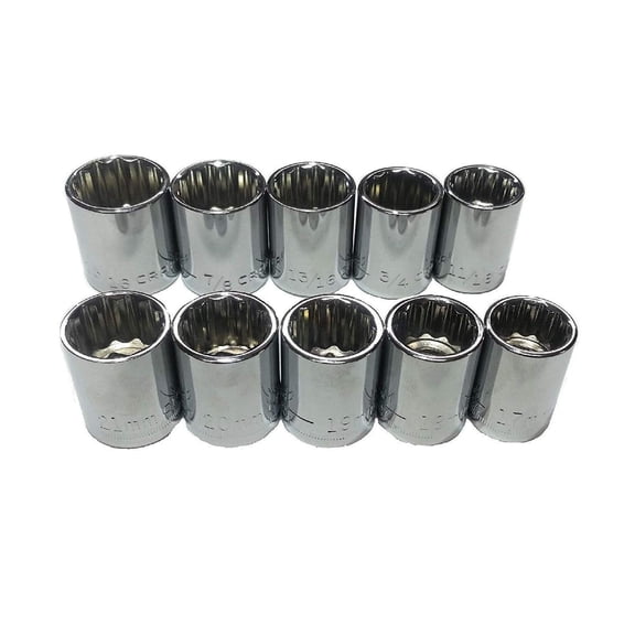 CRAFTSMAN, 1/2" Standard & Metric Socket Wrench & Set, 10 Pieces