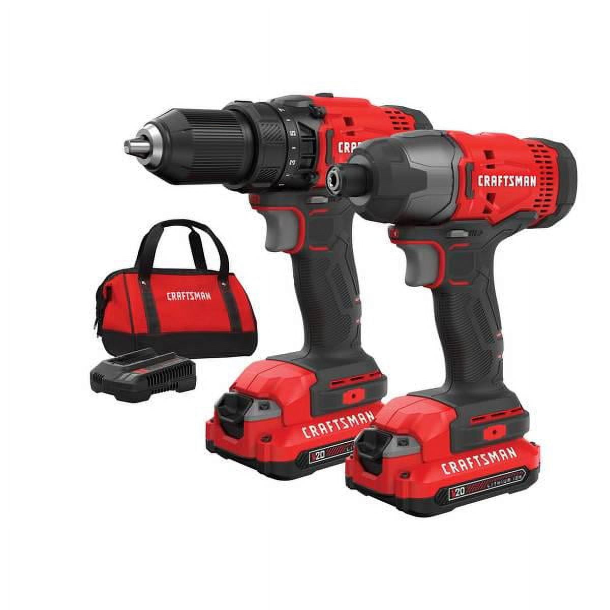 Craftsman V20 Power Set: Cordless Impact Driver Drill Combo Kit