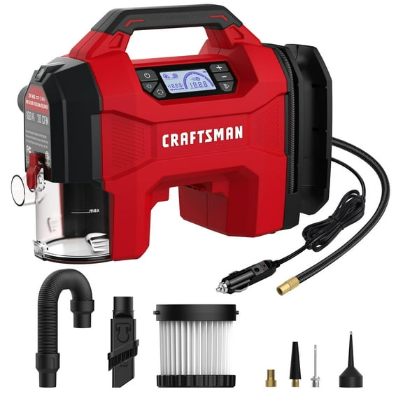 CRAFTSMAN Craftsman Cordless Inflator 20-volt Li-ion Air Inflator (Power Source: Battery/Car/Electric )