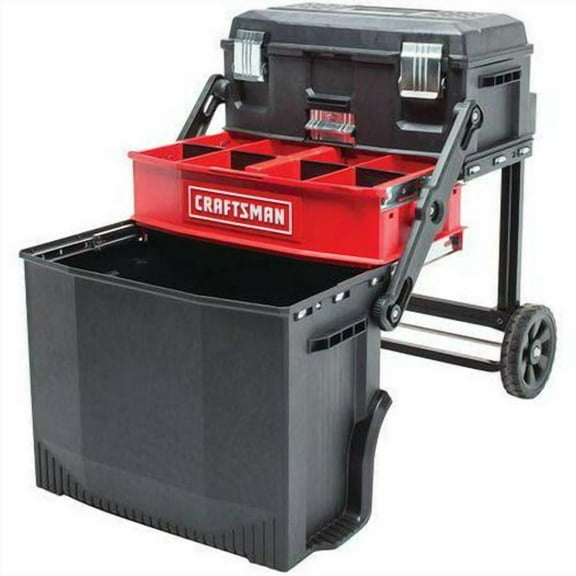 CRAFTSMAN Multi Level Workshop Black/Red, Plastic, Metal, 22 in W x 16-1/4 in D x 28-3/4 in H