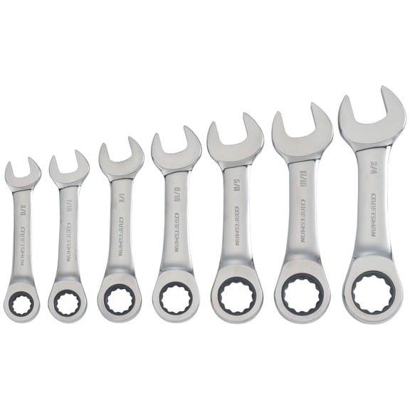 Craftsman Sae Stubby Ratcheting Wrench Set, 7 Piece