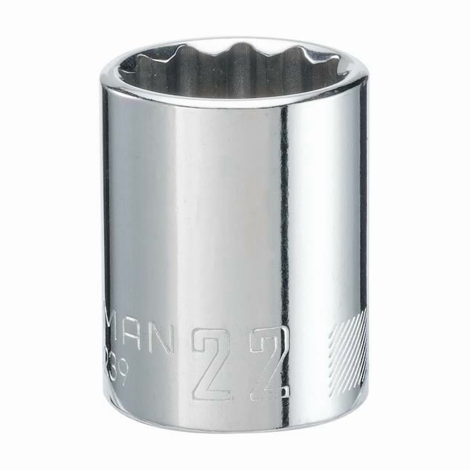 CRAFTSMAN Shallow Socket, Metric, 1/2-Inch Drive, 22mm, 12-Point (CMMT44239),Full Polish