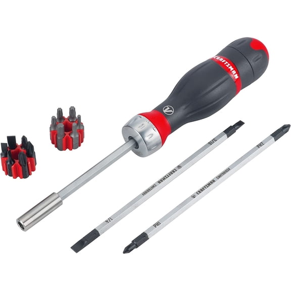 CRAFTSMAN V-SERIES 3 in 1 Ratcheting Screwdriver Set with Assorted Multi-Bits, 18 Piece (CMHT68142V)