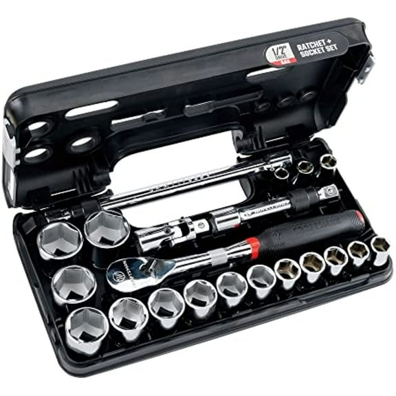 CRAFTSMAN V-SERIES Socket Set, Shallow SAE, 1/2 Inch Drive, 21 Piece (CMMT45754V)
