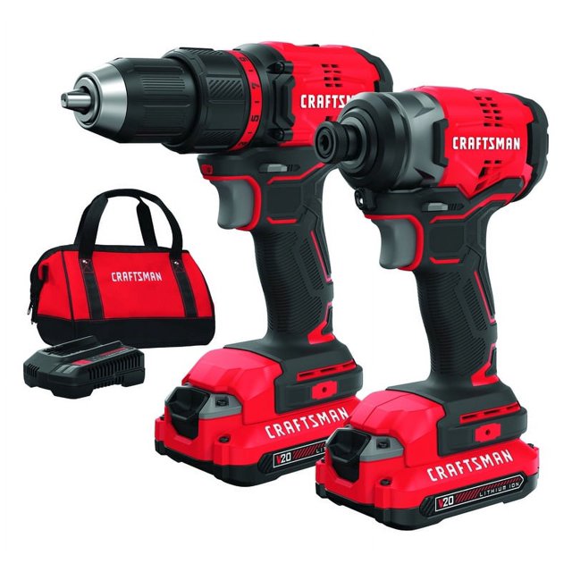CRAFTSMAN V20 Cordless Drill Combo Kit, 2 Tool (CMCK210C2)
