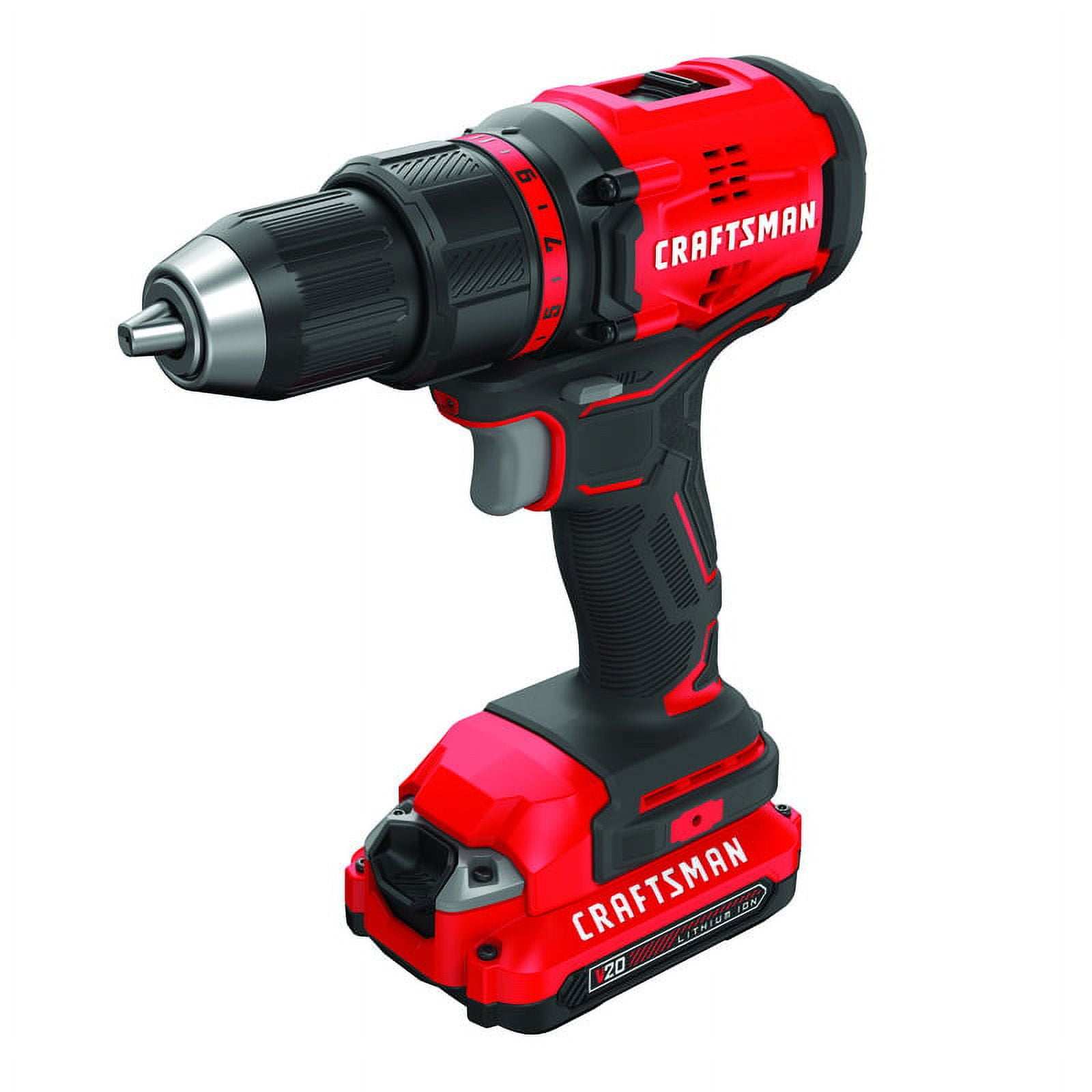 CRAFTSMAN V20 Cordless Drill/Driver Kit, 1/2 inch, Battery and Charger Included (CMCD710C1)