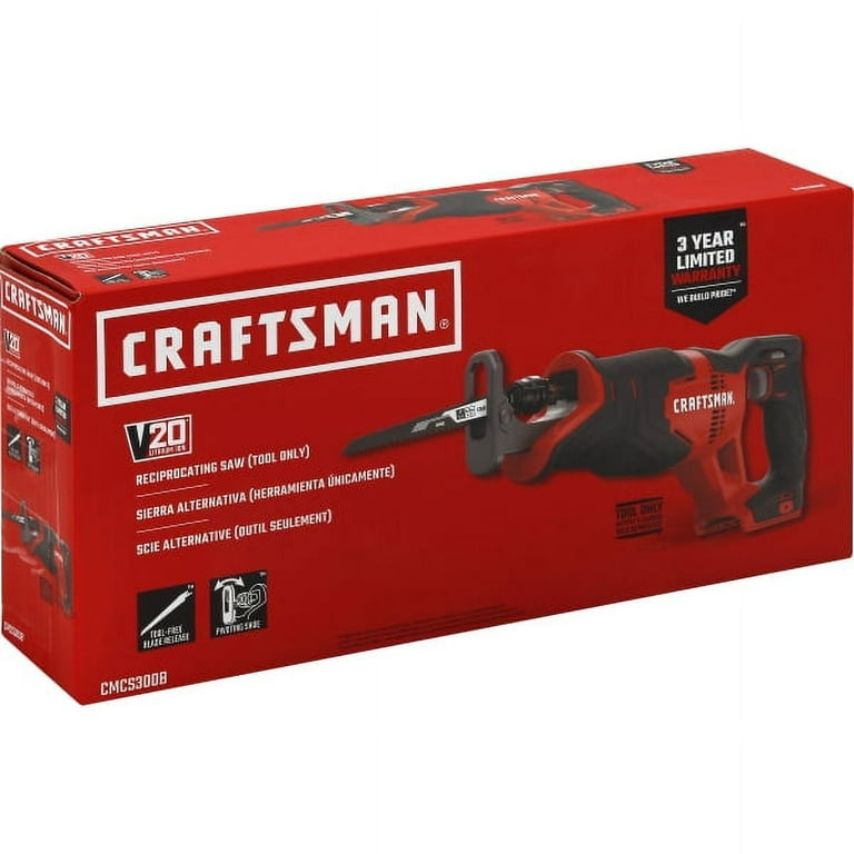 CRAFTSMAN V20 20-Volt Max Variable Speed Cordless Reciprocating Saw (Bare Tool Only) CRAFTSMAN V20 20-Volt Max Variable Speed Cordless Reciprocating Saw (Bare Tool Only)