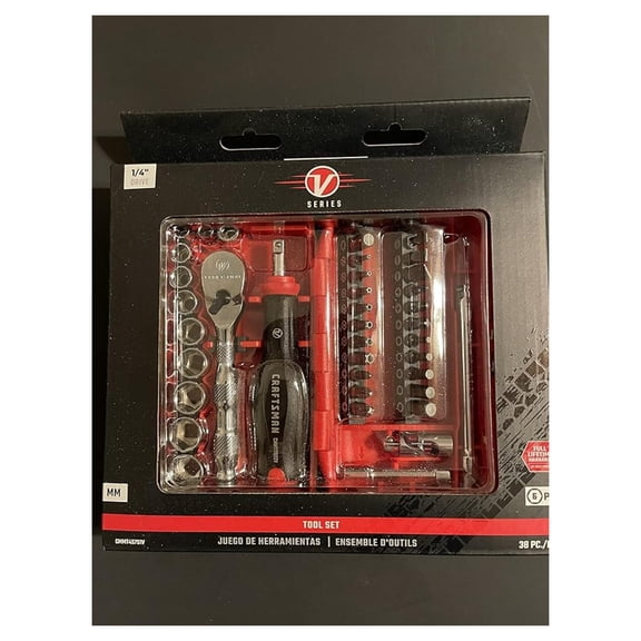 CRAFTSMANTOOLS V-SERIES Socket Set, Shallow MM, 1/4 Inch Drive, 38 Piece (CMMT45751V)
