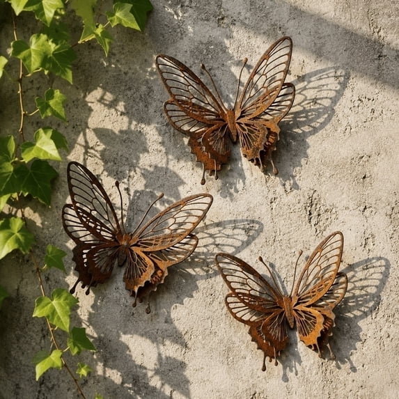 CRAGRSI 3Pcs Vintage Wall Art Sculpture Hanging for Indoor Outdoor Garden Patio Yard Home Decor