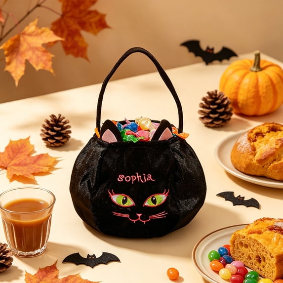 CRAGRSI Black Cat Gift Halloween Bags Gift Bags for Kids Halloween Party Favors 9.8 x 5.9 Inch