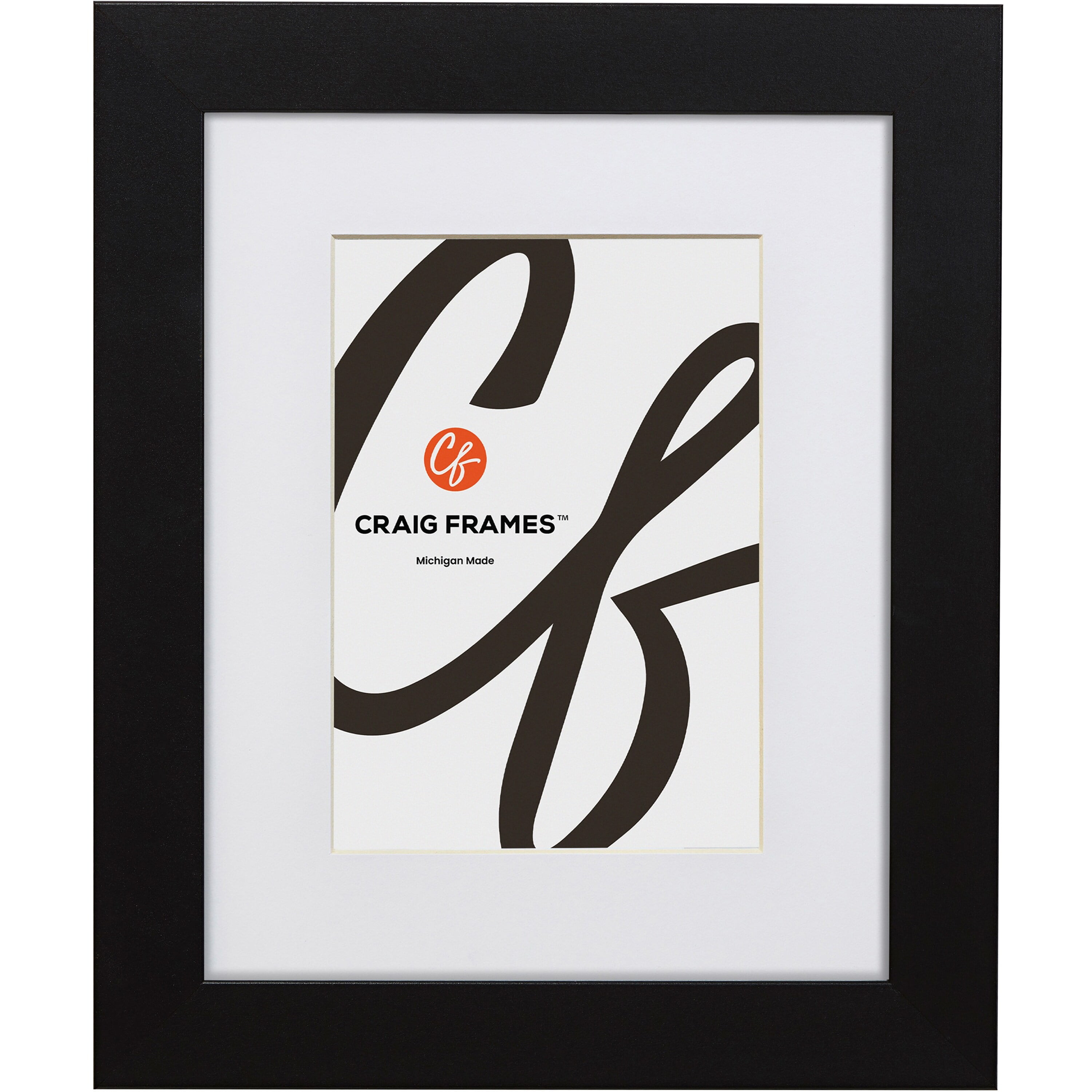 Mystic Satin Black 5x7 Wall Picture Frame with White Mat