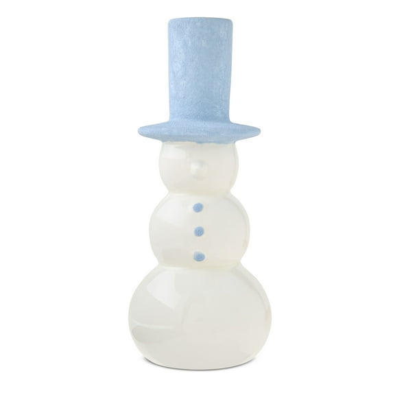 Ceramic Snowman Christmas Tabletop Decoration, Blue and White, 8", by Holiday Time