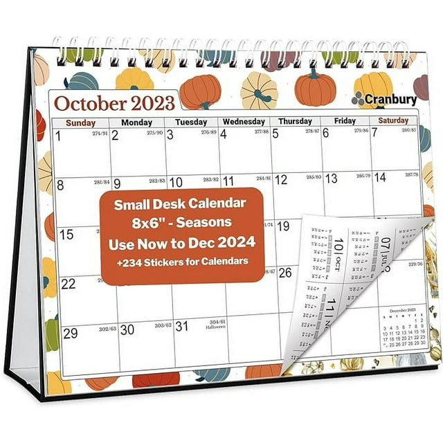 CRANBURY Small Desk Calendar 20232024 (Seasons) 8x6 Standing Desk