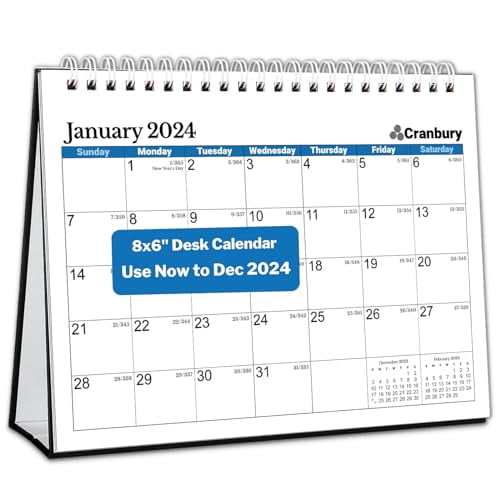 CRANBURY Small Desk Calendar 20248x6 Standing Desk Calendar, Use Now