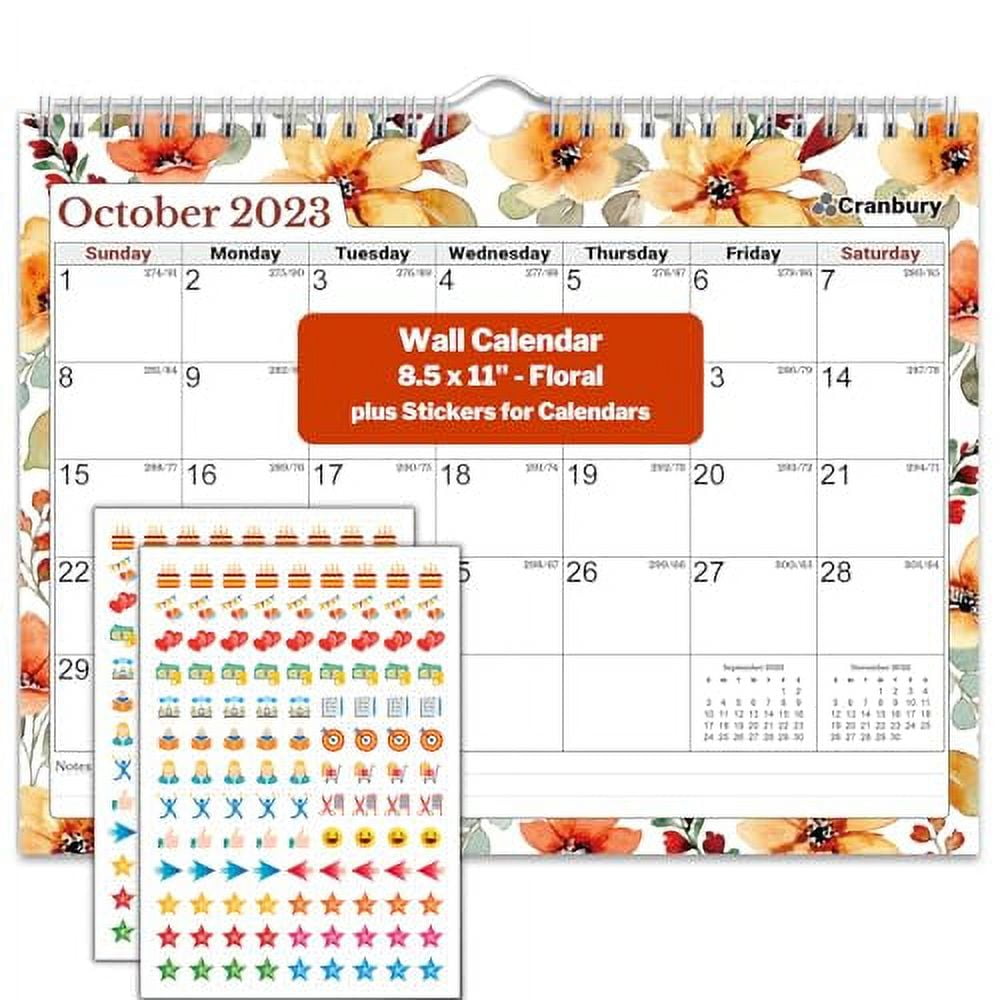 CRANBURY Small Wall Calendar 2025 (Floral) Use 8.5x11 Calendar Now to