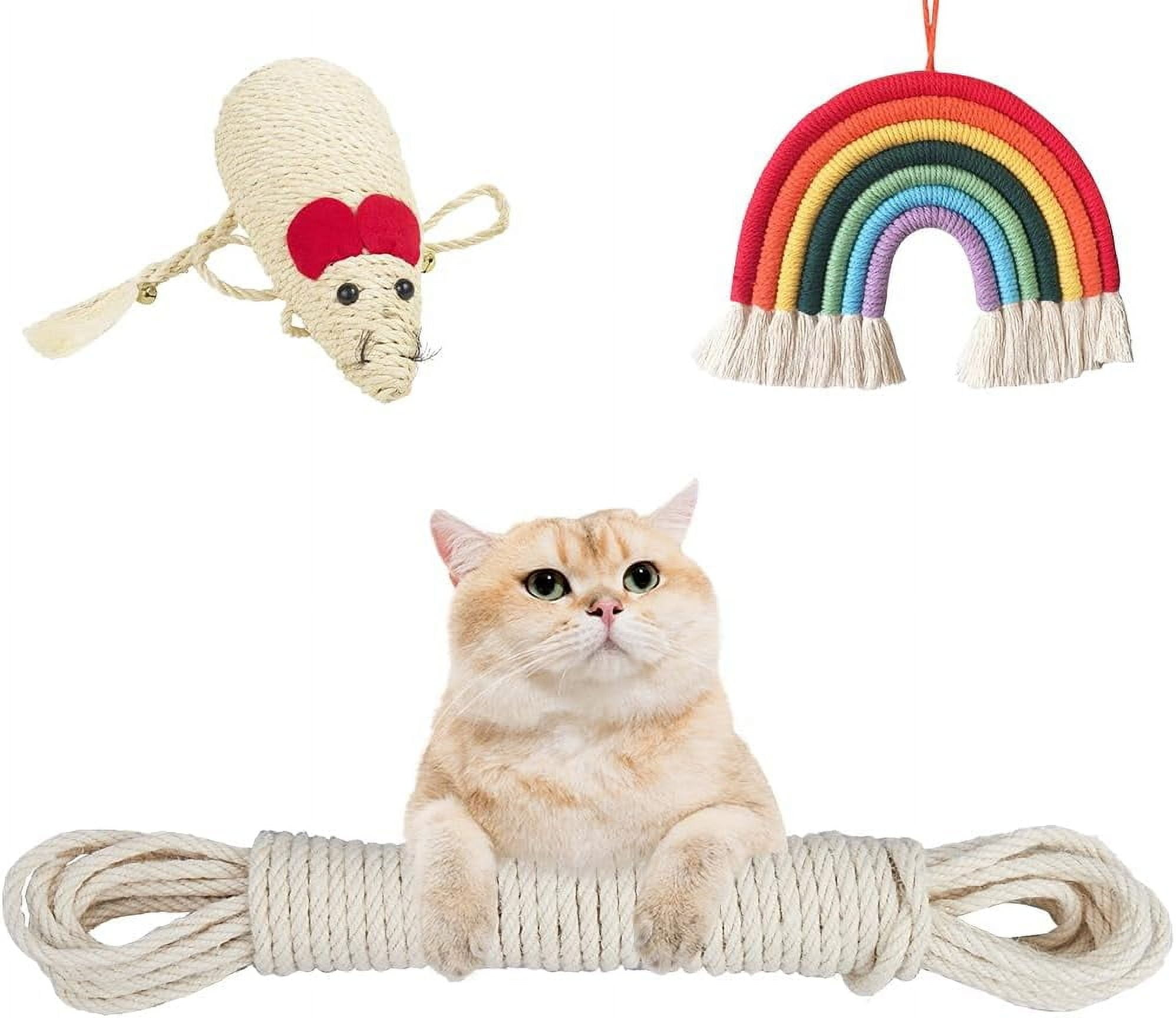 CRASPIR 6mm 164Ft/50M Jute Rope Strong Cat Scratching Post Cord Heavy Duty Thick Natural Beige for Arts Crafts DIY Garden Plants Artworks Hanging Bundling Repairing Gift Pack Gold