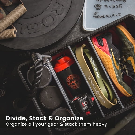 CRATE Pro Pack Heavy Duty Stackable Storage Bins with Lids and Dividers for Home Office Garage