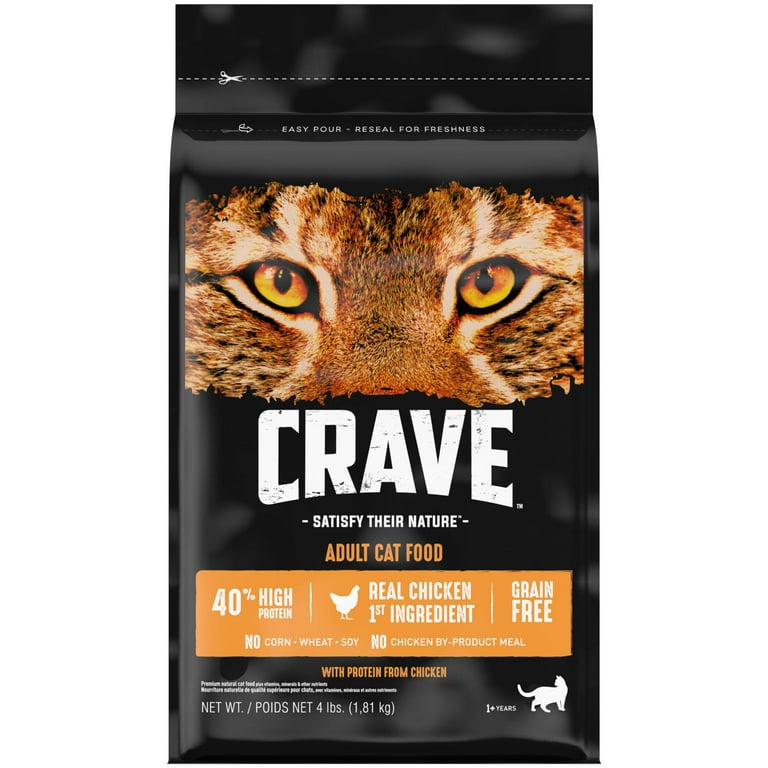 Crave Grain Free Adult High Protein Natural Dry Cat Food With Protein From Chicken 4 Lb. Bag