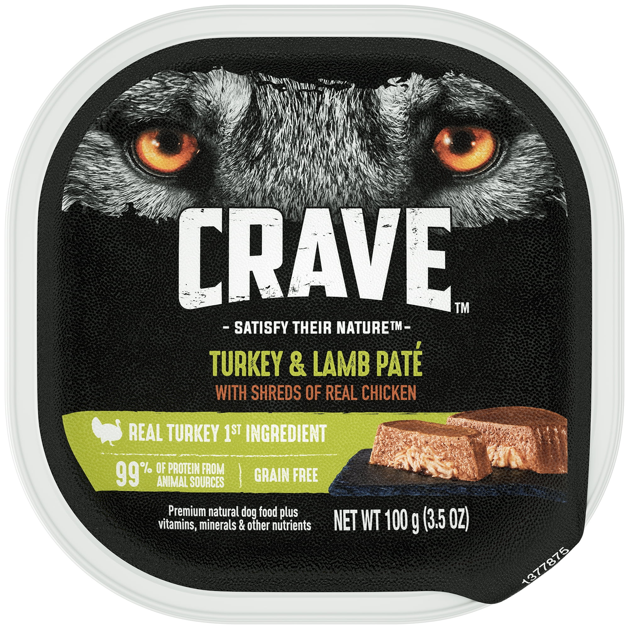 CRAVE Grain Free Adult Wet Dog Food Turkey and Lamb Pate with Shreds of
