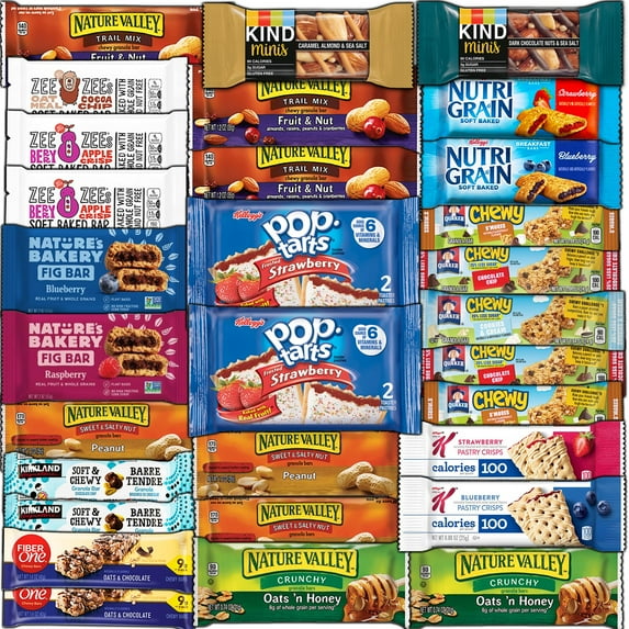 CRAVEBOX Ultimate Breakfast Bars Mix (30ct) - Valentines Treats Gift Box - Granola Bars for Guys, Girls, Men, Women, Kids, Adults - Perfect for Lunches or On-The-Go Snacks
