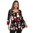 thumbnail image 1 of CRAYNER 3/4 Sleeve T-Shirts for Womens Casual V-Neck Christmas Tunic Tops Loose Fit Basic Tees Blouses Lightweight Pullover with Pocket, 1 of 6