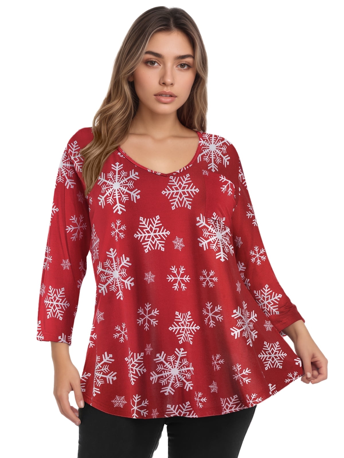 CRAYNER 3/4 Sleeve T-Shirts for Womens Casual V-Neck Tunic Tops Loose ...