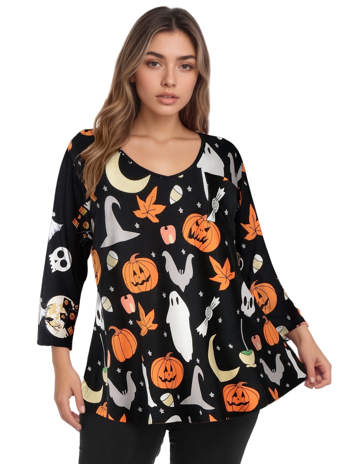 CRAYNER 3/4 Sleeve T-Shirts for Womens Casual V-Neck Tunic Tops Loose ...