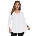 thumbnail image 1 of CRAYNER 3/4 Sleeve T-Shirts for Womens Casual V-Neck Tunic Tops Loose Fit Basic Tees Blouses Lightweight Pullover with Pocket, 1 of 5