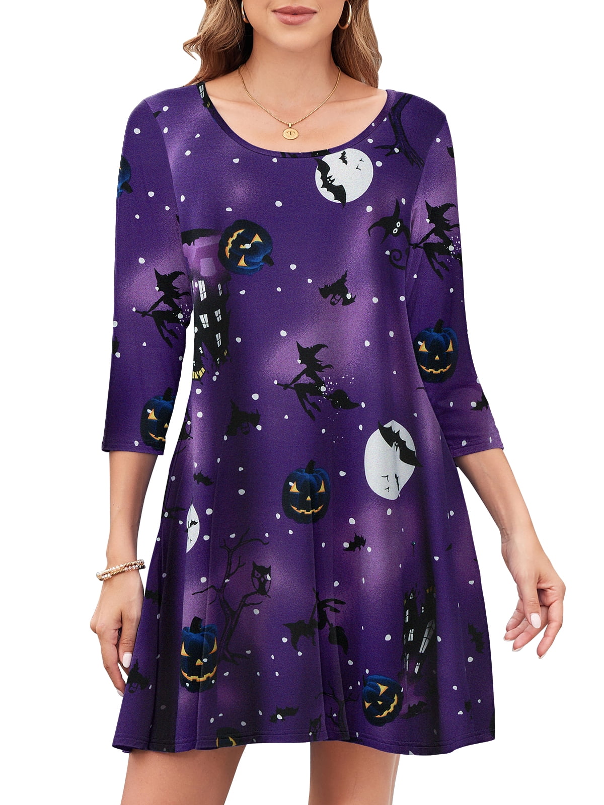 CRAYNER Casual 3/4 Sleeve Dresses for Women, Casual Tshirt Dress Loose ...