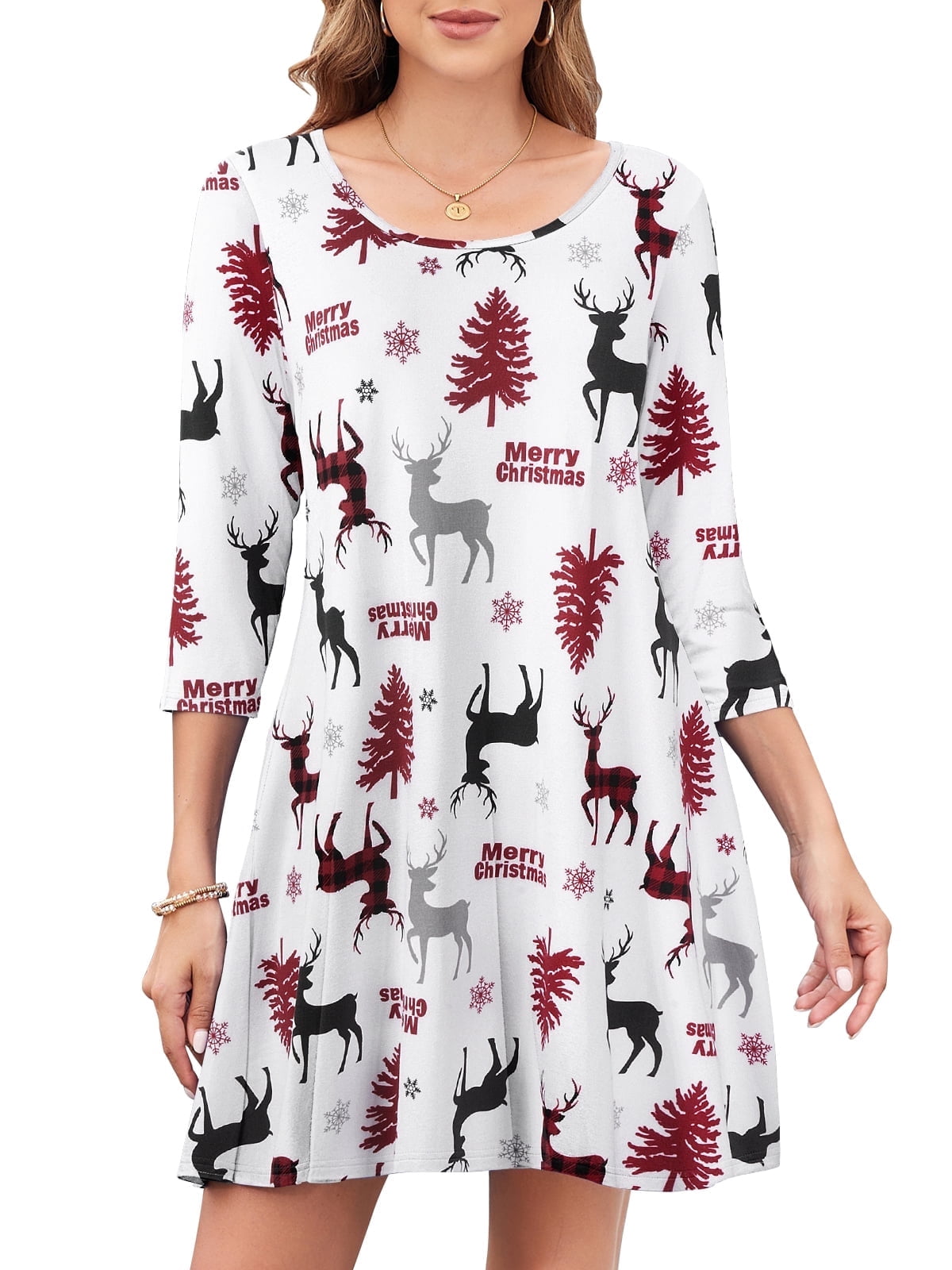 Women's Cute Summer Long T-Shirt Dress - Short Sleeve Crew Neck, Quick Dry, Loose Fit Sundress In Purple (Casual Comfy Style) - View #12