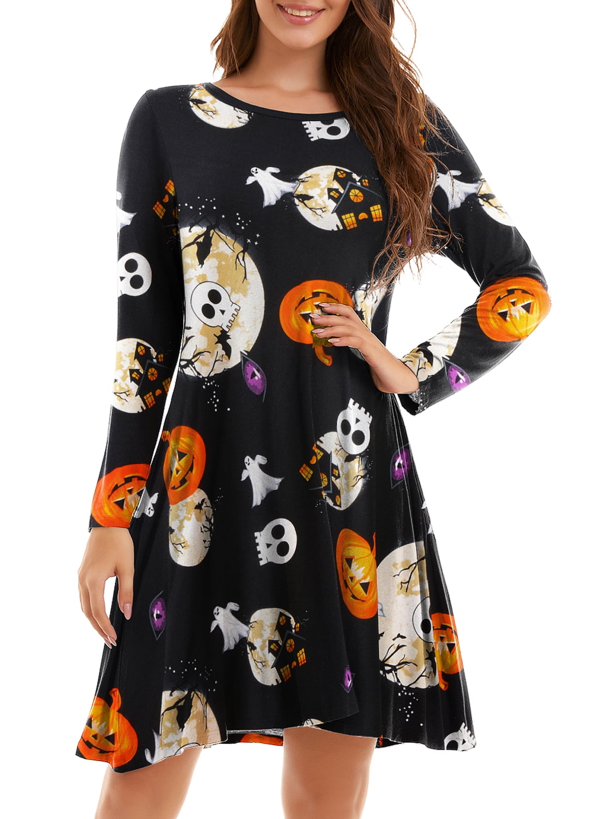 CHARMMA Rose GAL Women's Plus Size Gothic Dress – Cold Shoulder Butterfly Sleeve Halloween Outfit - View #4