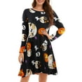 thumbnail image 1 of CRAYNER Casual Womens Halloween Dresses, Long Sleeve Loose Fits T Shirt Dress Crew Neck A-line Flowy Swing Dress with Pockets, L, 1 of 8